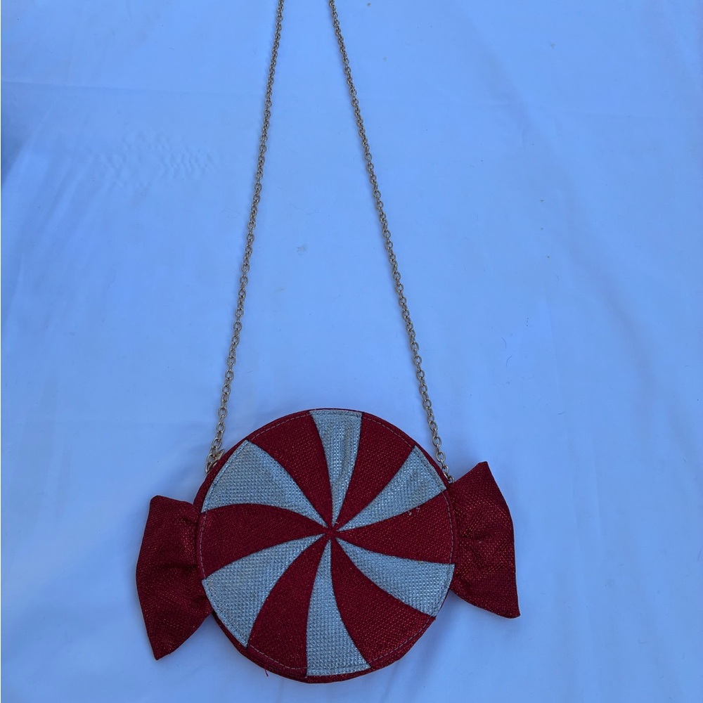 Red and White Candy-Shaped Crossbody Bag Holiday Arcade crossbody